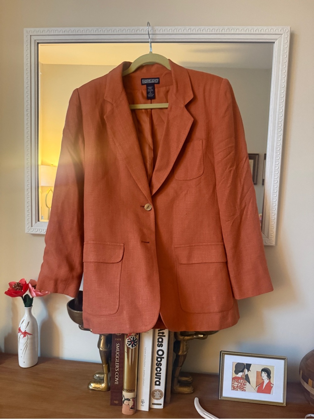Lands' End Women's Rust-Orange Single-Button Blazer